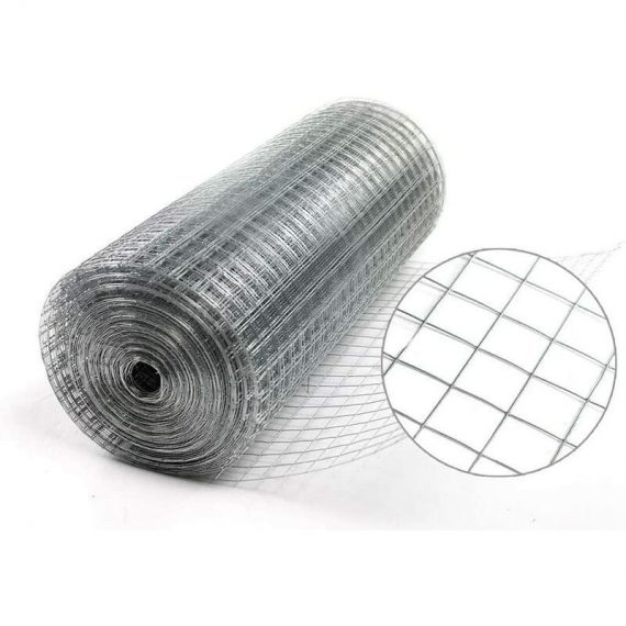 61CM X 15M Galvanised Square Mesh Weld Mesh Roll 0.9mm Wire Fence for Chicken Coop Rabbit Henhouses Garden Vegetables Fruit Cage Animal Enclosure DHW-61X15UJ62 757842419346
