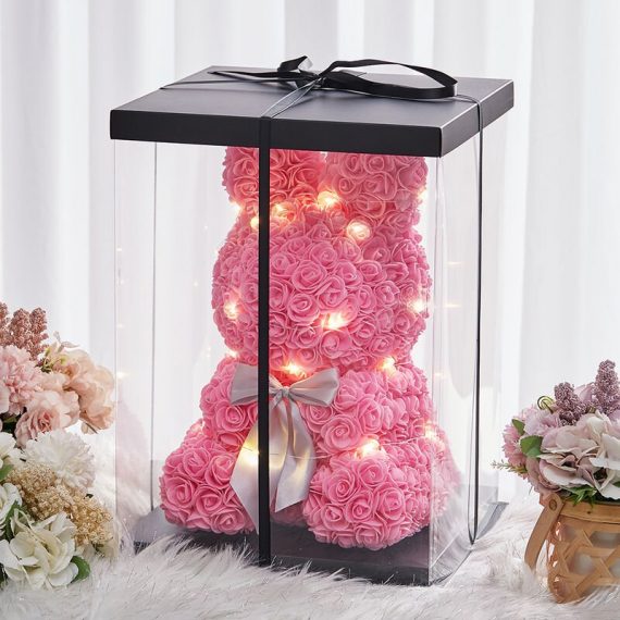 Livingandhome Rose Rabbit Artificial Flower Rabbit Festivals Gift with LED Light, Pink SP2756 747492489813
