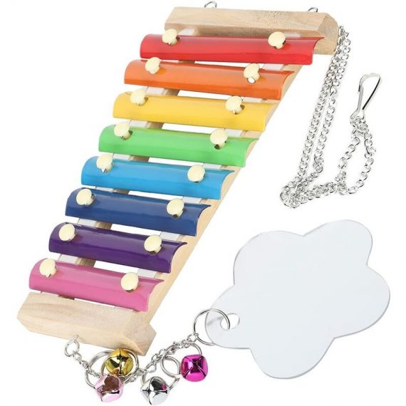 Chicken Coop Pecking Toy, Chickens Pecking Xylophone Safe Colorful Musical Instruments with Mirror Bell 8 Metal Keys to Attract Chicken Mano-ZQUKKF-0370