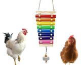 Chicken Xylophone Toy for Hens Suspensible Wood Xylophone Toy with 8 Metal Keys Chicken Coop Pecking Toy with Grinding Stone (Rainbow Color) BETGB013667 9085686248374