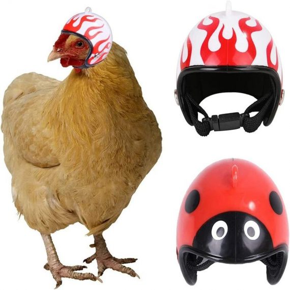 2 pcs Chicken Helmet, Chicken Bird Toy Head Protection Helmet Bird Hat Headwear, Pet Safety Helmet Funny Parrot Helmet, Adjustable Small Pet Hard Hat JMS-10153 2401429937553