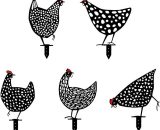 JHome Rooster Animal Silhouette Stake 5 Pack, Chicken Silhouette Shadow Stakes Outdoor Yard Decor, Rooster Art Decorative Garden Stakes for Lawn, BAYUK-5663 5303861573450
