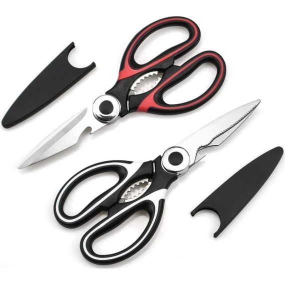 2 Pieces Kitchen Scissors, Heavy Duty Kitchen Scissors, Professional Stainless Steel Scissors, Multipurpose Scissors with Lid for Chicken Fish BAY-23813 8501856743933