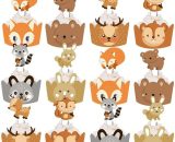 48pcs Animal Cake Topper, Cake Topper Jungle Party Deco with 48pcs Wrappers Forest Theme Fox Rabbit Raccoon Birthday Party for Boy Girl Kid KaryhtGâteau20222477 8075766990287