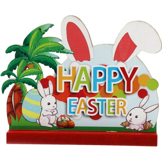 Superseller - Easter Wooden Desk Ornaments Easter Rabbit Themed Decoration Easter Decorative Centerpiece Tabletop Ornaments for Easter Party Home H44925-5|444 805384331326