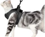 Cat Harness and Leash Ultralight Kitten Collar Soft and Comfortable Cat Walking Jacket Running, Leak-Proof Suitable for Puppy Rabbits(Grey,S) MM-OSUK-3548