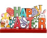 Asupermall - Easter Wooden Desk Ornaments Easter Rabbit Themed Decoration Easter Decorative Centerpiece Tabletop Ornaments for Easter Party Home Wood H44925-1 805444826458