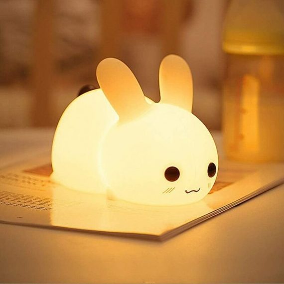 Silicone led Night Light Rabbit, usb Rechargeable Rabbit Night Light, Rabbit Touch Lamp, Portable Silicone Night Light, for Nursery, Bedroom, Living BETGB017699 9434273922348