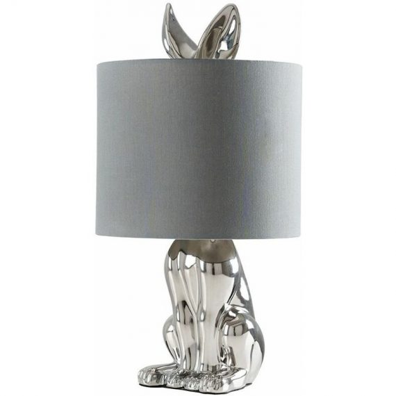 Minisun - Ceramic Rabbit Table Lamp - Chrome - Including led Bulb A8811 5055759988111