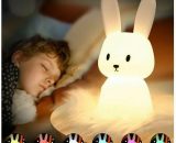Rabbit Night Light Baby Touch 7 Colors usb Rechargeable Can Be Timed Night Light Child Deco Lamp For Decoration Christmas Kid Room Birthday Gift QE-21155 6286528303388
