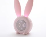 Cute Rabbit Shaped Induction Morning Alarm Clock, Intelligent Automatic Breathing Light Adjustment, Automatic Time/Date/Temperature Display, Voice MM-OSUK-8586 9477929954423