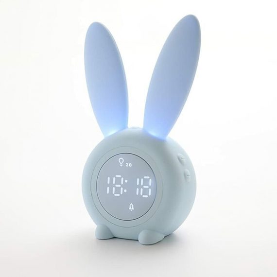 Cute Rabbit Alarm Clock Creative LED Clock Kids Cartoon Alarm Clock Student Electronic Clock Small Alarm Clock Desk Clock Blue Nce-19985 6931903031690