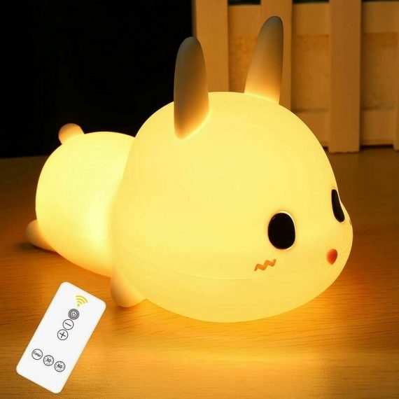 0.25 remote control led night light usb rechargeable silicone cute cute rabbit atmosphere decorative light, for living room and children's room Y0038-UK3-230210-18225 7634066368236