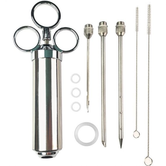 The only 304 stainless steel marinade syringe for all food contact parts +3 needles +4 spare O-rings Professional marinade syringe for beef, chicken Y0038-UK3-K0038-221117-001 7068460271555