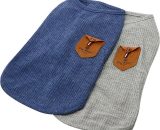 Minimalist T-Shirt for Dog, Cat Clothes, Blue and Gray, 100% Cotton, For Mini Dog, Dog and Cat (Pack of 2 (m- for Tea Mug Nounours and Nain Rabbit, BETGB012354 9085686285782