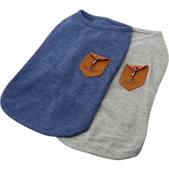 Minimalist T-Shirt for Dog, Cat Clothes, Blue and Gray, 100% Cotton, For Mini Dog, Dog and Cat (Pack of 2 (m- for Tea Mug Nounours and Nain Rabbit, BETGB012354 9085686285782