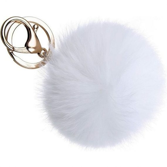 Gold Metal Buckle 8cm Rabbit Fur Ball Pendant Fashion Bag Keychain Car Ornament RBD017410myl 9784267172779