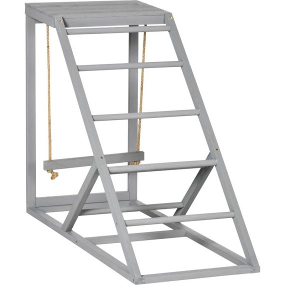 PawHut Wooden Chicken Coop Toy with Swing, Ladder, Platform, Grey D51-350V00GY 5056725363642
